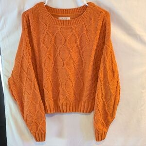 Takara Vibrant Orange Cable Knit Sweater